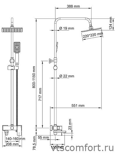 Фото WasserKraft A17701 Душевой комплект со смесителем Изображение WasserKraft A17701 Душевой комплект со смесителем