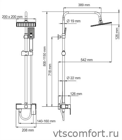Фото WasserKraft A17702 Душевой комплект со смесителем Изображение WasserKraft A17702 Душевой комплект со смесителем