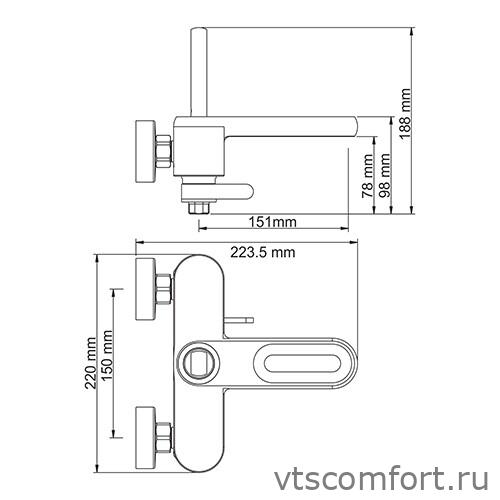 Фото WasserKraft Kammel 1801 Смеситель для ванны с коротким изливом Изображение WasserKraft Kammel 1801 Смеситель для ванны с коротким изливом