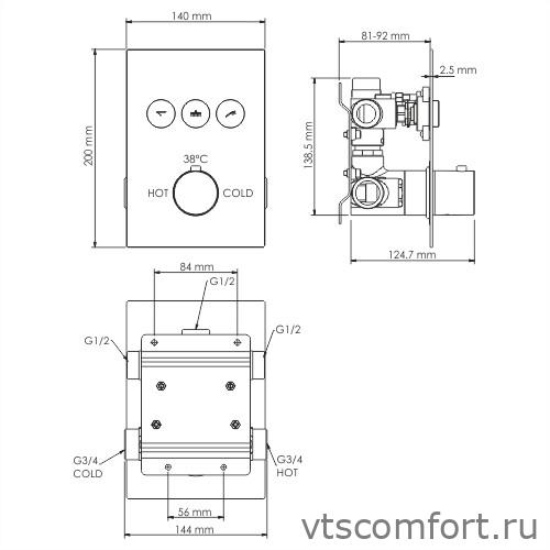 Фото Neime 1944 Thermo Смеситель для ванны и душа Изображение Neime 1944 Thermo Смеситель для ванны и душа