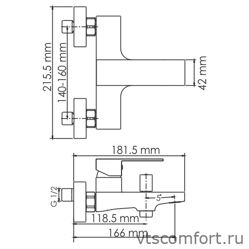 Фото WasserKraft Abens 2001 Смеситель для ванны с коротким изливом Изображение WasserKraft Abens 2001 Смеситель для ванны с коротким изливом