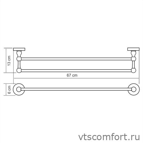 Фото WasserKraft Aland K-8540 Штанга для полотенец двойная Изображение WasserKraft Aland K-8540 Штанга для полотенец двойная