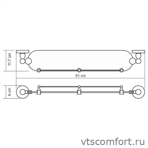 Фото WasserKraft Diemel K-2244 Полка стеклянная с бортиком Изображение WasserKraft Diemel K-2244 Полка стеклянная с бортиком