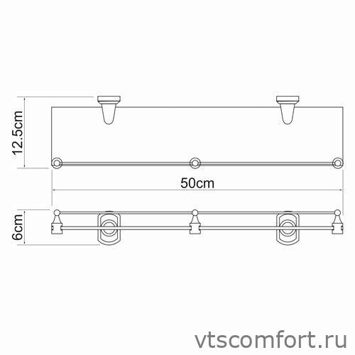 Фото WasserKraft Oder K-3044 Полка стеклянная с бортиком Изображение WasserKraft Oder K-3044 Полка стеклянная с бортиком