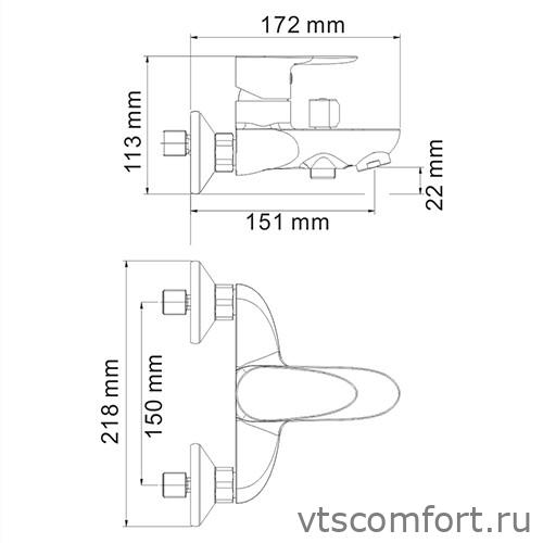 Фото WasserKraft Leine 3501 Смеситель для ванны с коротким изливом Изображение WasserKraft Leine 3501 Смеситель для ванны с коротким изливом