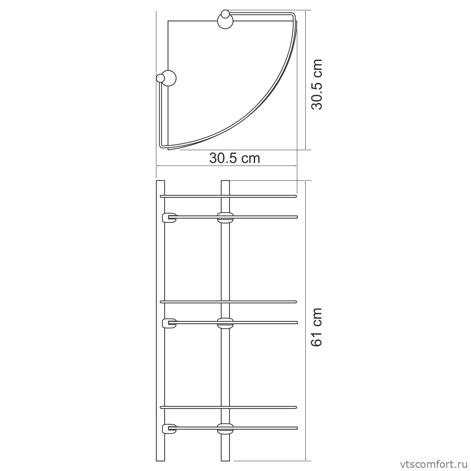 Фото WasserKraft K-3733 Полка стеклянная тройная Изображение WasserKraft K-3733 Полка стеклянная тройная