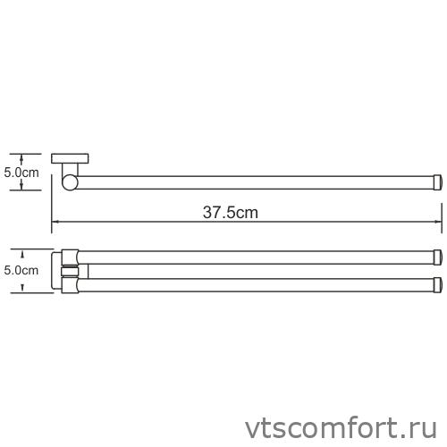 Фото WasserKraft Dill K-3931 Держатель полотенец двойной Изображение WasserKraft Dill K-3931 Держатель полотенец двойной