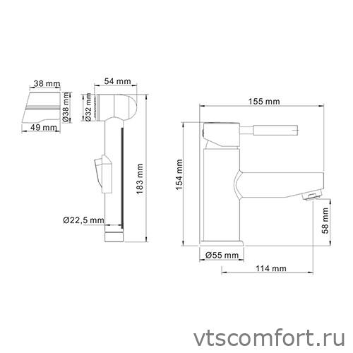 Фото WasserKraft Main 4108 Смеситель для умывальника с гигиенической лейкой Изображение WasserKraft Main 4108 Смеситель для умывальника с гигиенической лейкой