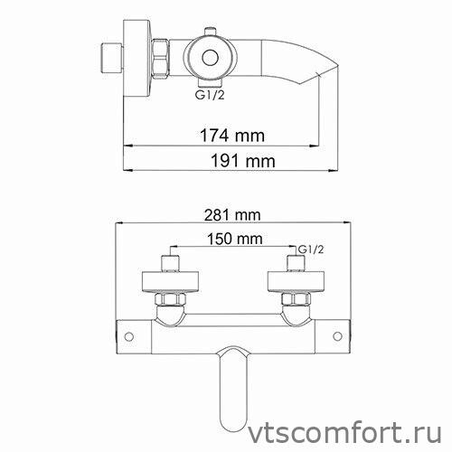 Фото WasserKraft Berkel 4811 Thermo смеситель для ванны с термостатом Изображение WasserKraft Berkel 4811 Thermo смеситель для ванны с термостатом