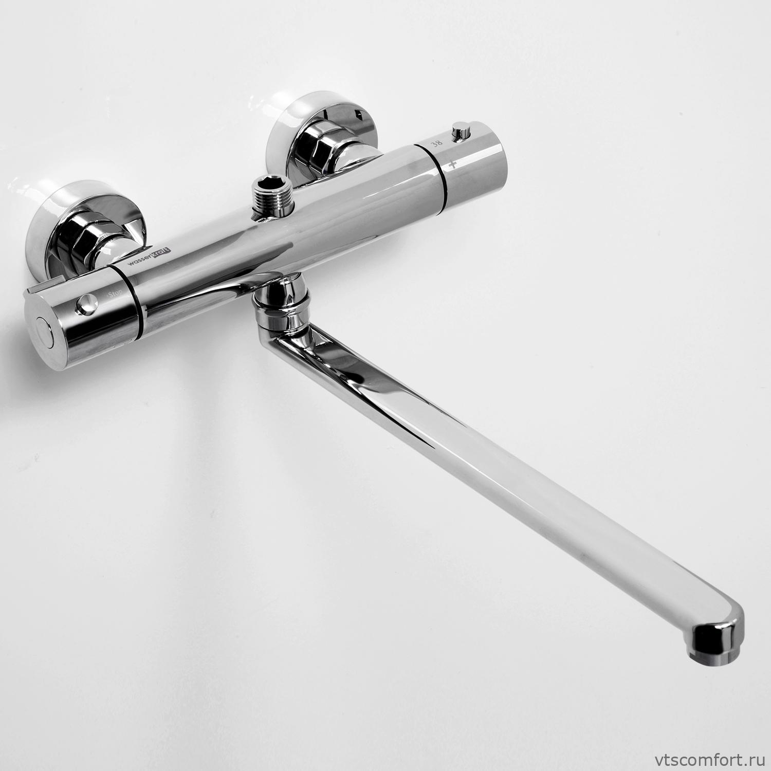 Фото WasserKraft Berkel 4822L Thermo Смеситель для ванны с длинным изливом и термостатом Изображение WasserKraft Berkel 4822L Thermo Смеситель для ванны с длинным изливом и термостатом