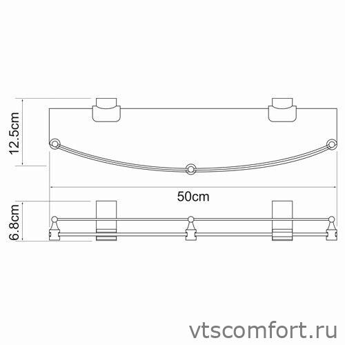 Фото WasserKraft Leine K-5044 (ранее К-5024) Полка стеклянная с бортиком Изображение WasserKraft Leine K-5044 (ранее К-5024) Полка стеклянная с бортиком