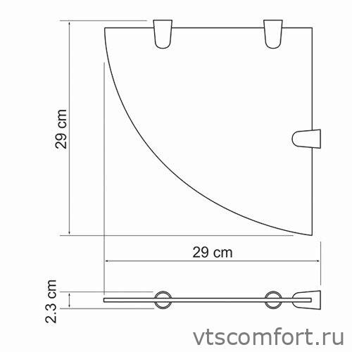 Фото WasserKraft K-533 Полка стеклянная угловая Изображение WasserKraft K-533 Полка стеклянная угловая