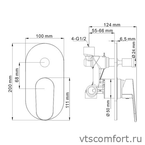 Фото WasserKraft Donau 5361 Смеситель для ванны и душа Изображение WasserKraft Donau 5361 Смеситель для ванны и душа