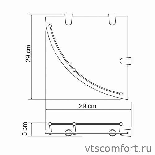 Фото WasserKraft K-544 Полка стеклянная угловая Изображение WasserKraft K-544 Полка стеклянная угловая