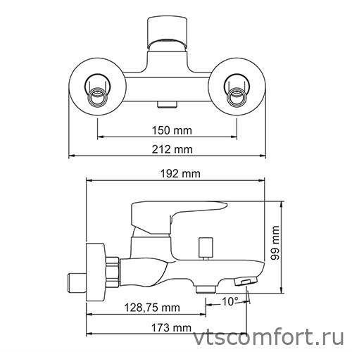 Фото WasserKraft Vils 5601 Смеситель для ванны с коротким изливом Изображение WasserKraft Vils 5601 Смеситель для ванны с коротким изливом