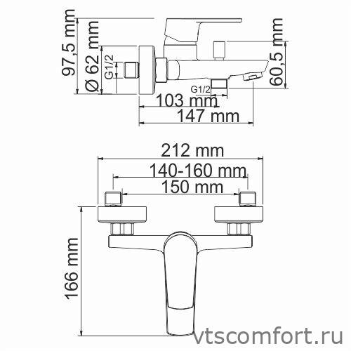 Фото WasserKraft Dill 6101 Смеситель для ванны с коротким изливом Изображение WasserKraft Dill 6101 Смеситель для ванны с коротким изливом