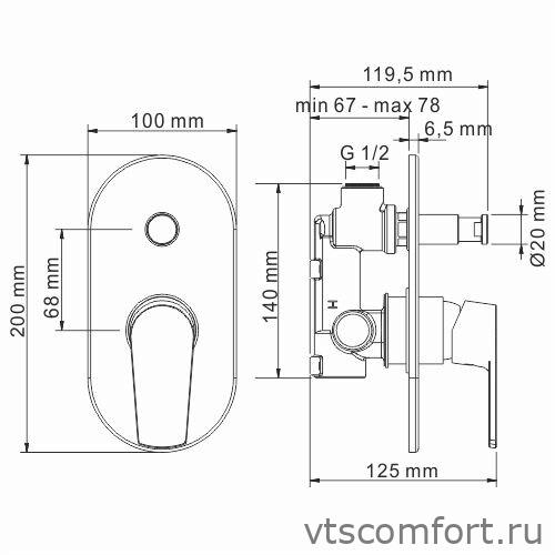 Фото WasserKraft Dill 6161 Смеситель для ванны и душа Изображение WasserKraft Dill 6161 Смеситель для ванны и душа