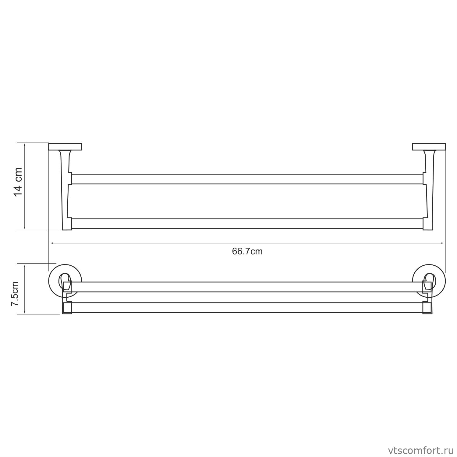 Фото WasserKraft Rhein K-6240 Держатель полотенец двойной Изображение WasserKraft Rhein K-6240 Держатель полотенец двойной