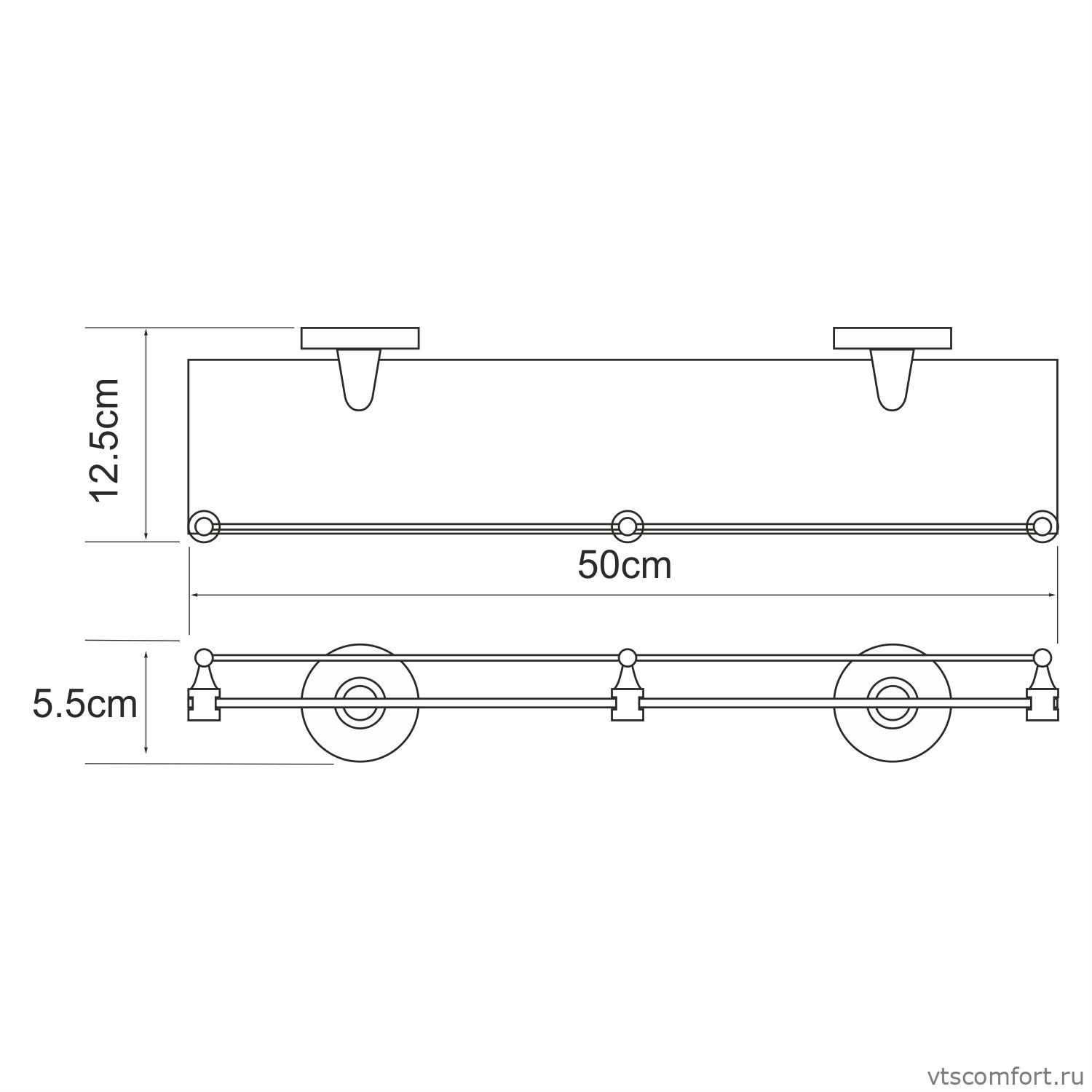 Фото WasserKraft Rhein K-6244 Полка стеклянная с бортиком Изображение WasserKraft Rhein K-6244 Полка стеклянная с бортиком