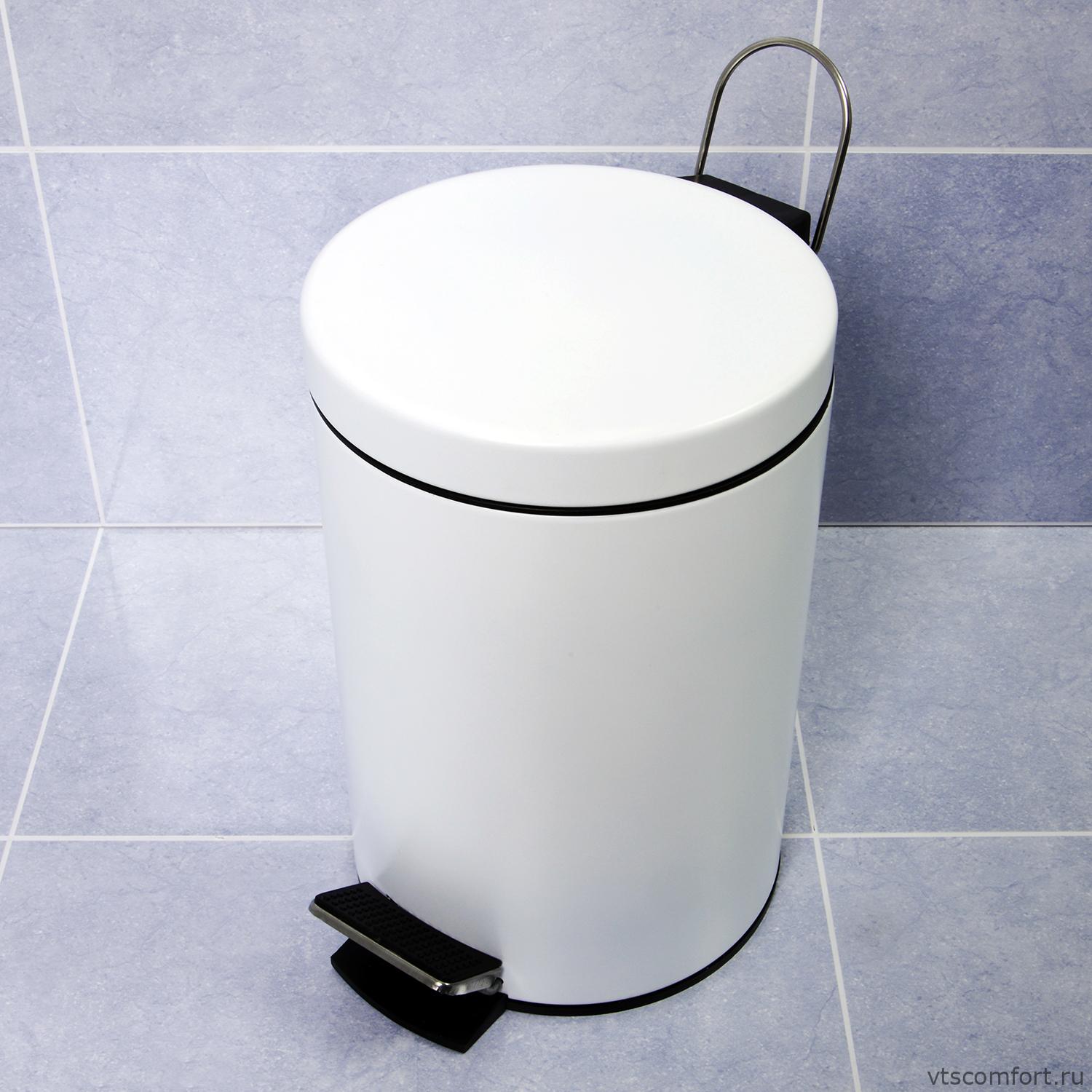 Фото WasserKraft K-635WHITE Ведро для мусора с педалью 5 литров белое Изображение WasserKraft K-635WHITE Ведро для мусора с педалью 5 литров белое