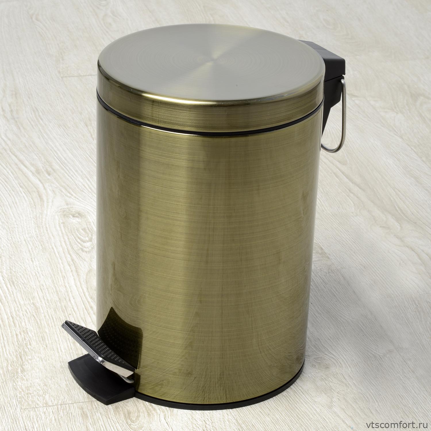 Фото WasserKraft K-645 Ведро для мусора с педалью 5 литров бронза Изображение WasserKraft K-645 Ведро для мусора с педалью 5 литров бронза