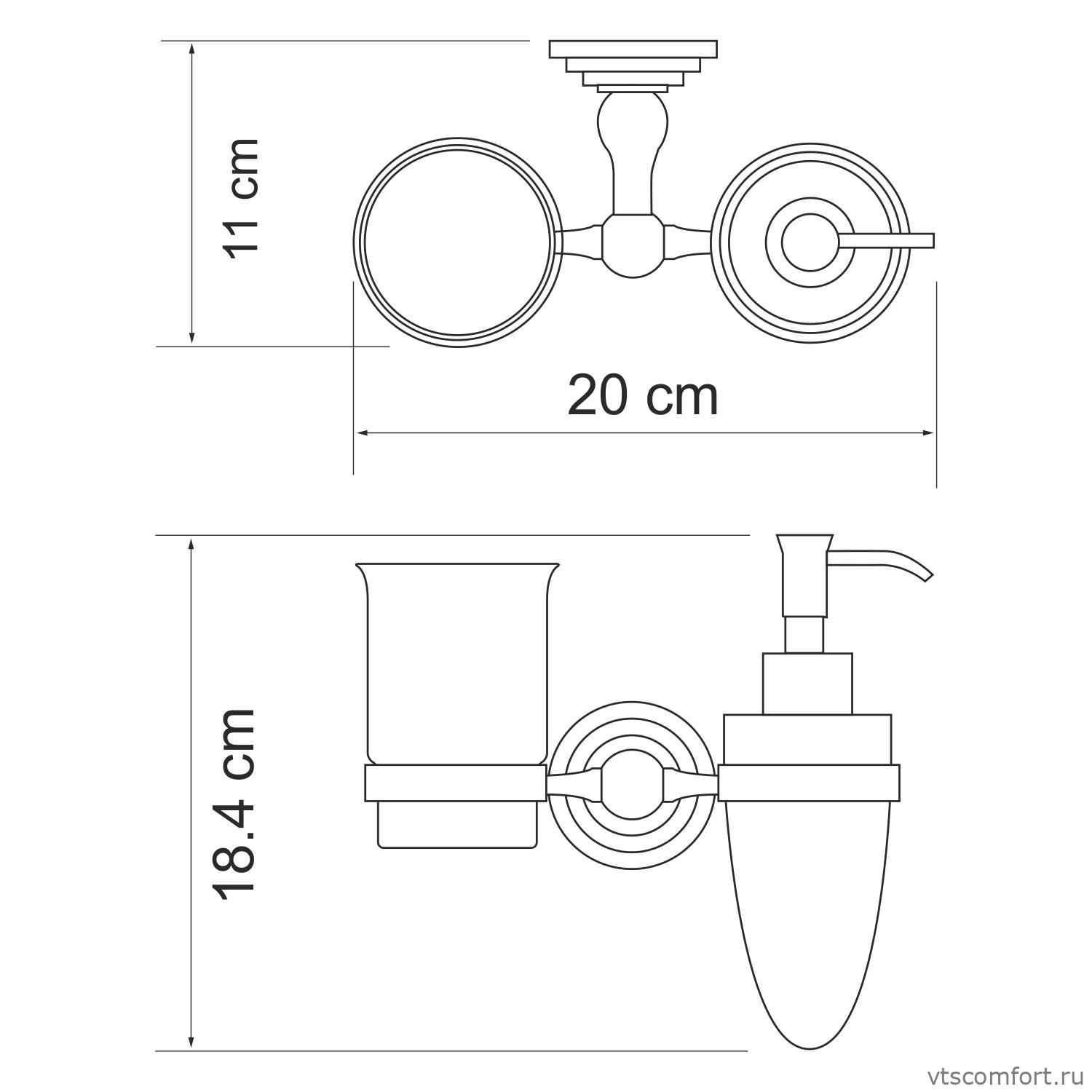 Фото WasserKraft Ammer K-7089 Держатель стакана и дозатора Изображение WasserKraft Ammer K-7089 Держатель стакана и дозатора