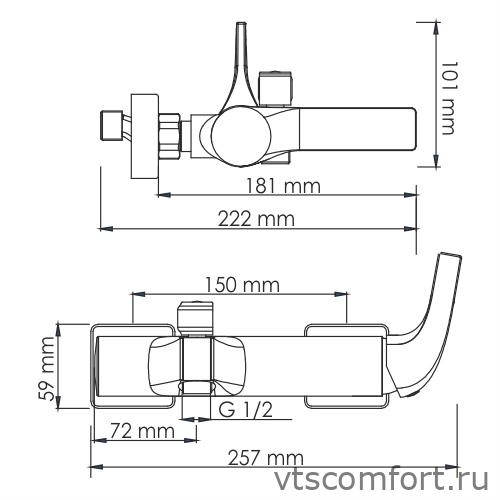 Фото WasserKraft Sauer 7101 Смеситель для ванны с коротким изливом Изображение WasserKraft Sauer 7101 Смеситель для ванны с коротким изливом