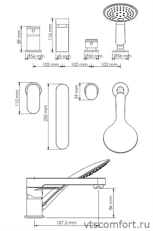 Фото WasserKraft Elbe 7455 Смеситель на борт ванны, 4 отверстия Изображение WasserKraft Elbe 7455 Смеситель на борт ванны, 4 отверстия