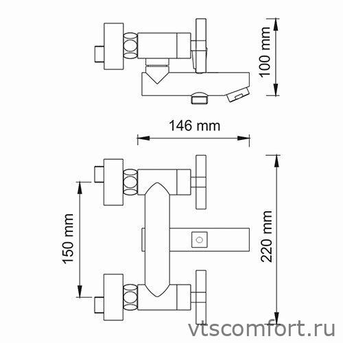 Фото WasserKraft Weser 7801 Смеситель для ванны с коротким изливом Изображение WasserKraft Weser 7801 Смеситель для ванны с коротким изливом