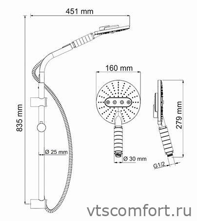 Фото WasserKraft A044 Душевой комплект Изображение WasserKraft A044 Душевой комплект