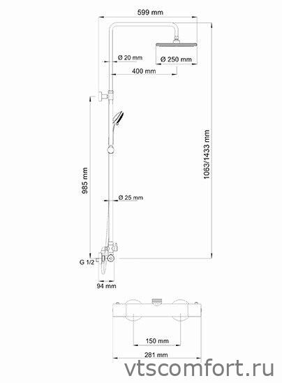 Фото WasserKraft A13302 Thermo Душевой комплект с термостатическим смесителем Изображение WasserKraft A13302 Thermo Душевой комплект с термостатическим смесителем