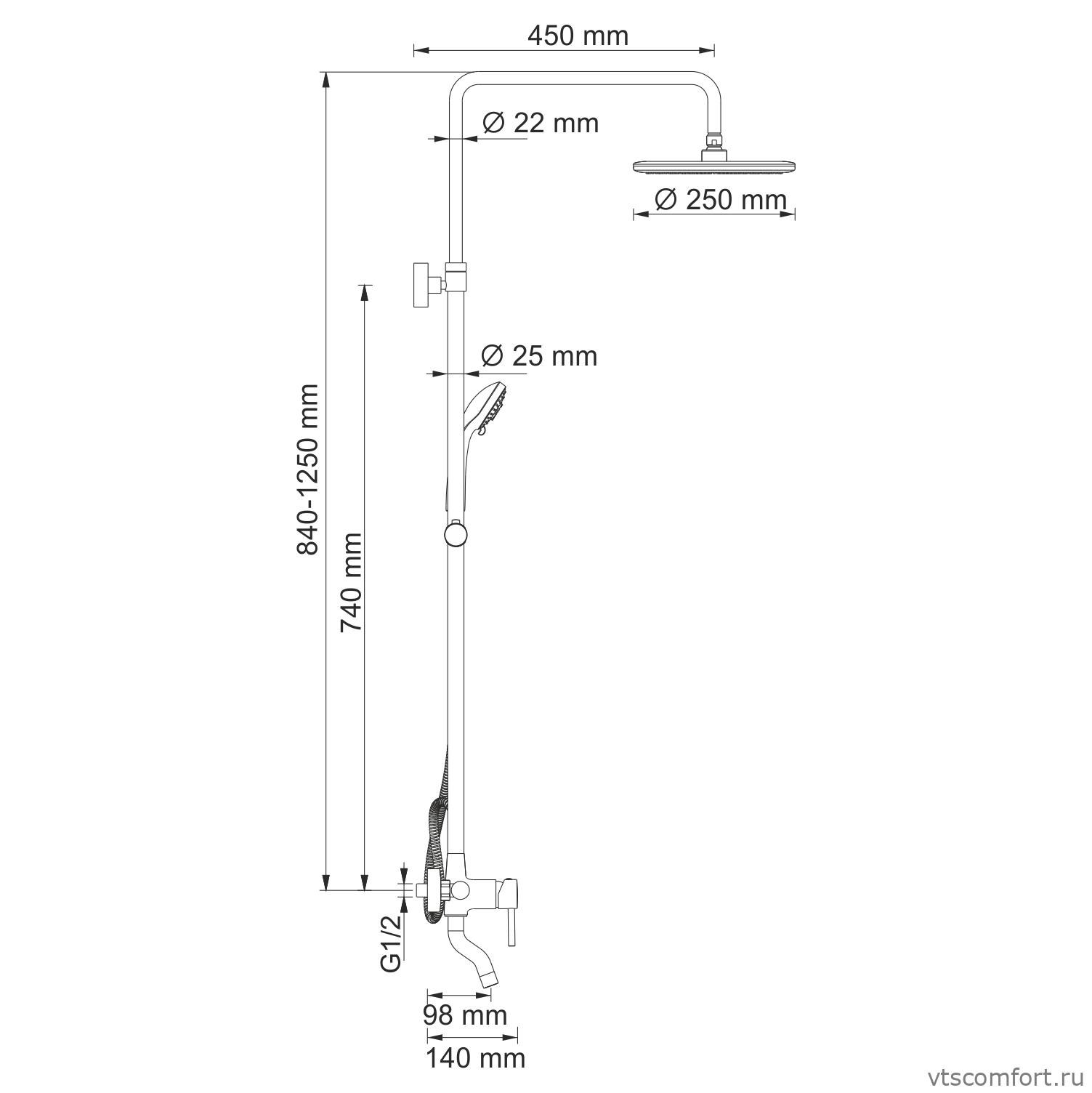 Фото WasserKraft A14401 Душевой комплект со смесителем Изображение WasserKraft A14401 Душевой комплект со смесителем