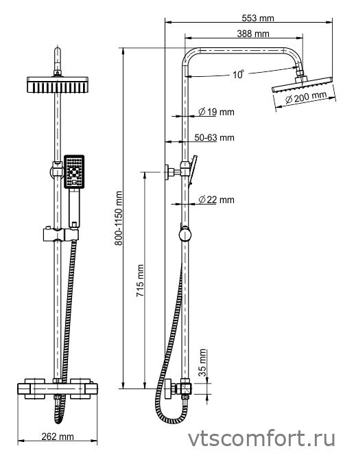 Фото WasserKraft A15502 Thermo Душевой комплект с термостатическим смесителем Изображение WasserKraft A15502 Thermo Душевой комплект с термостатическим смесителем