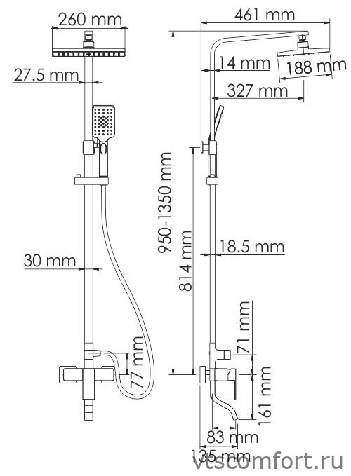 Фото WasserKraft A16501 Душевой комплект со смесителем Изображение WasserKraft A16501 Душевой комплект со смесителем