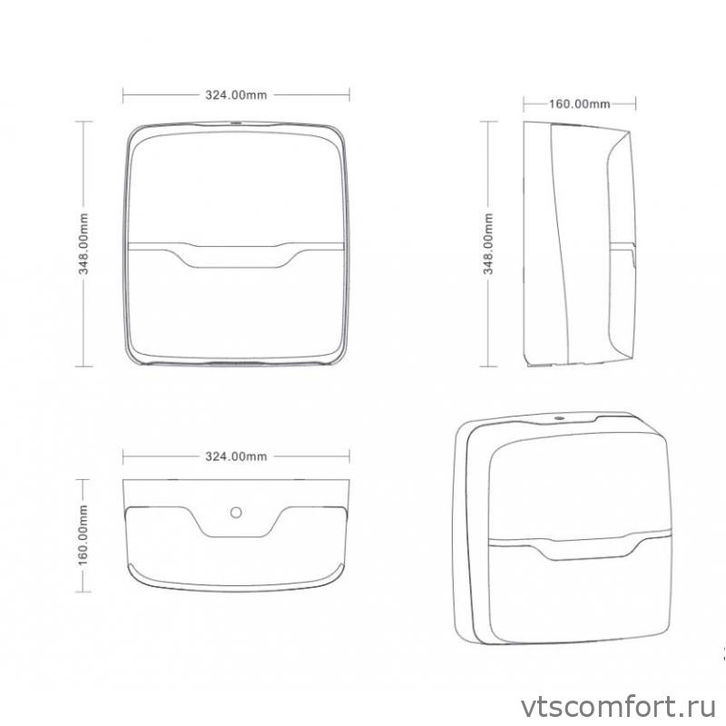 Фото Диспенсер для бумажных полотенец V сложения Merida Harmony AHB101 белый пластик Изображение Диспенсер для бумажных полотенец V сложения Merida Harmony AHB101 белый пластик