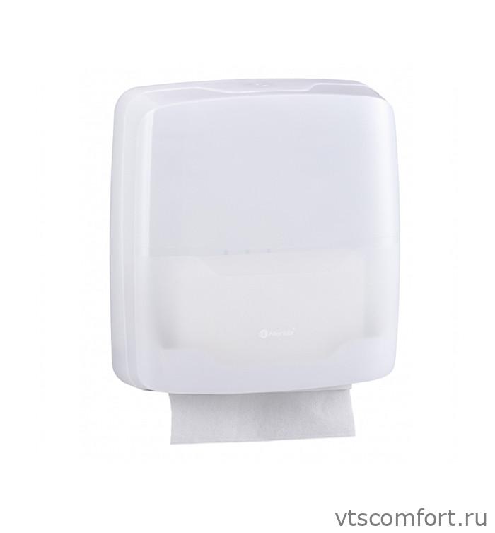 Фото Диспенсер для бумажных полотенец V сложения Merida Harmony AHB101 белый пластик Изображение Диспенсер для бумажных полотенец V сложения Merida Harmony AHB101 белый пластик