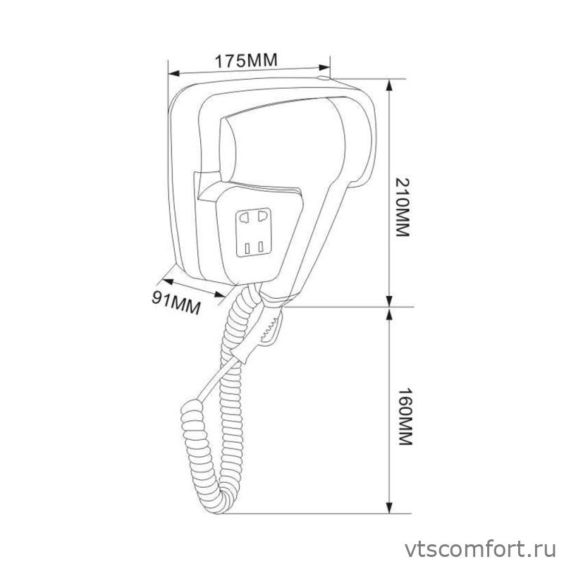 Фото Фен настенный Merida Hotel EJB402 1200 Вт белый пластик Изображение Фен настенный Merida Hotel EJB402 1200 Вт белый пластик