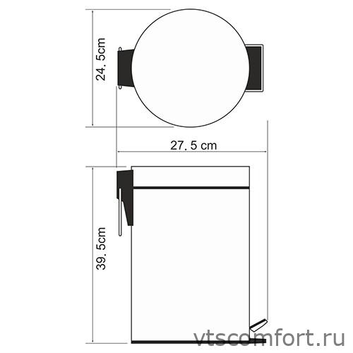 Фото WasserKraft K-612 Ведро для мусора с педалью 12 литров глянец Изображение WasserKraft K-612 Ведро для мусора с педалью 12 литров глянец