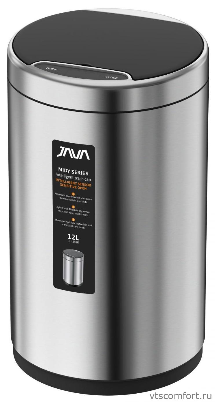 Фото Ведро для мусора сенсорное JAVA S-882-12L 12 литров сатин Изображение Ведро для мусора сенсорное JAVA S-882-12L 12 литров сатин