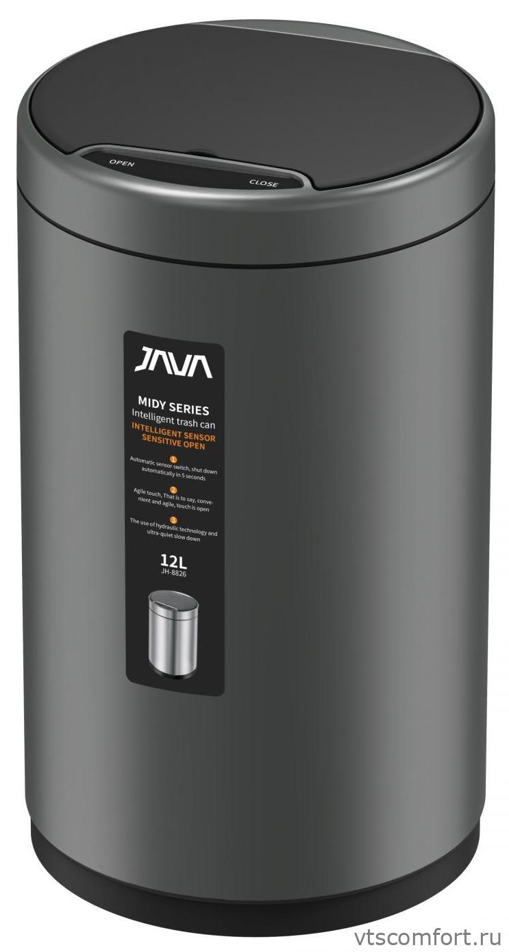 Фото Ведро для мусора сенсорное JAVA S-882-12Q 12 литров графит Изображение Ведро для мусора сенсорное JAVA S-882-12Q 12 литров графит