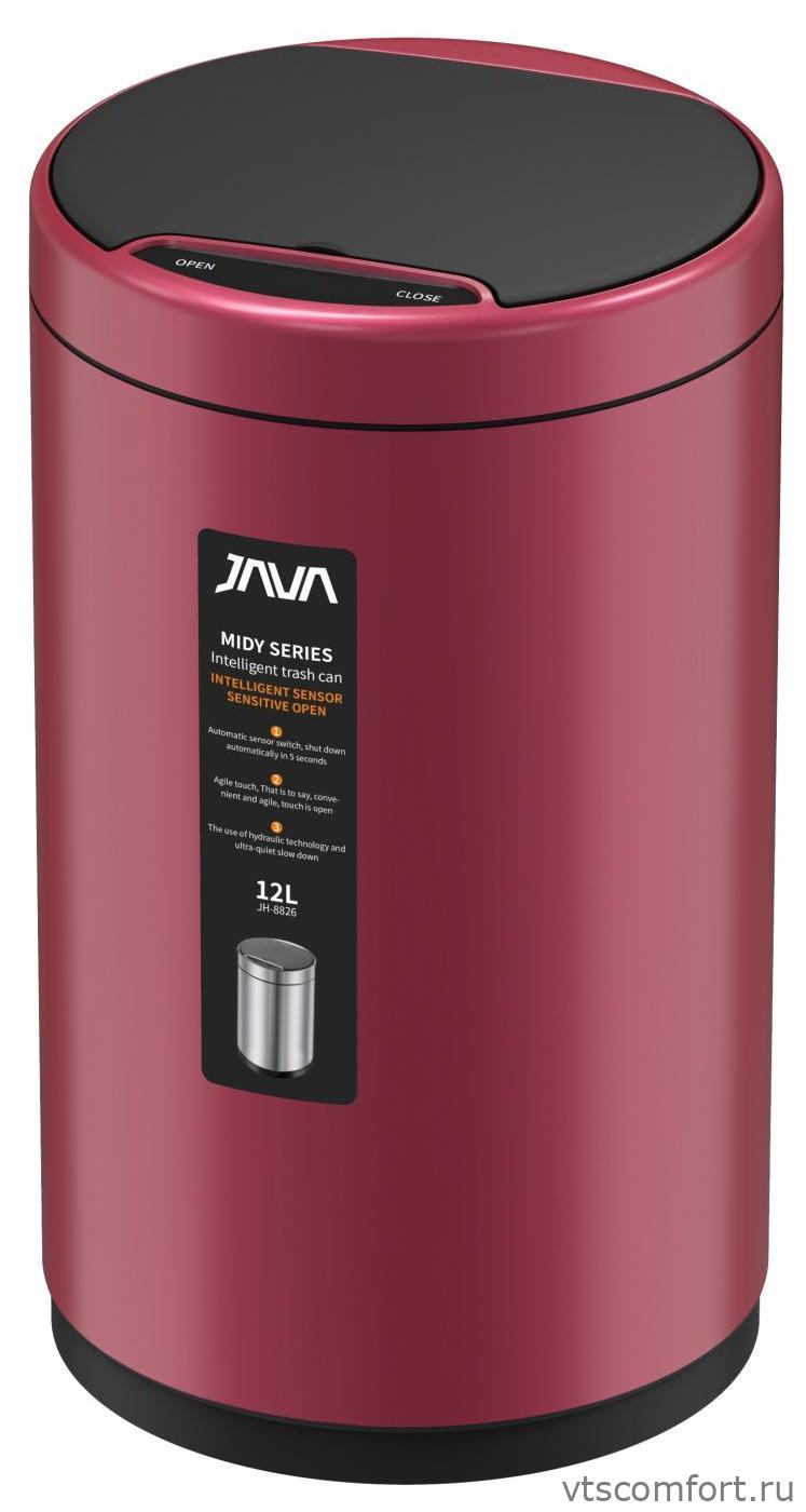 Фото Ведро для мусора сенсорное JAVA S-882-12R 12 литров малиновое Изображение Ведро для мусора сенсорное JAVA S-882-12R 12 литров малиновое