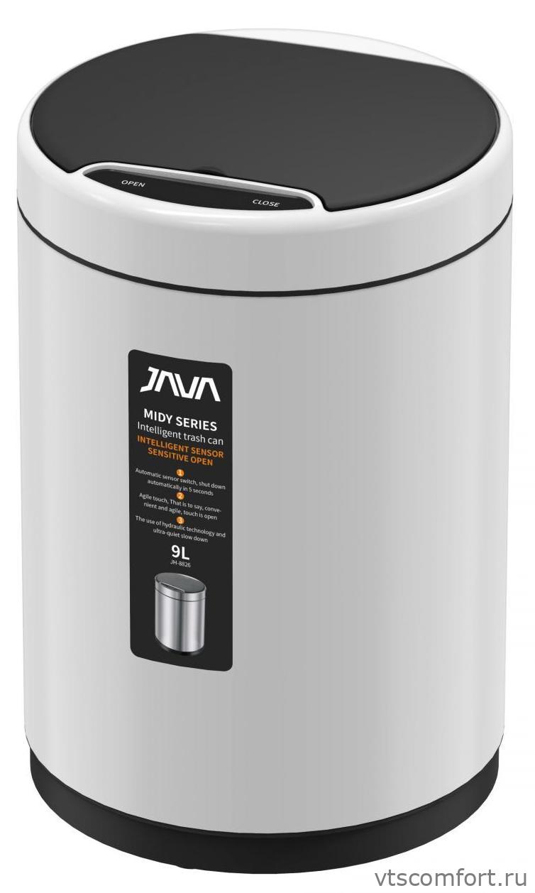 Фото Ведро для мусора сенсорное JAVA S-882-9W 9 литров белое Изображение Ведро для мусора сенсорное JAVA S-882-9W 9 литров белое