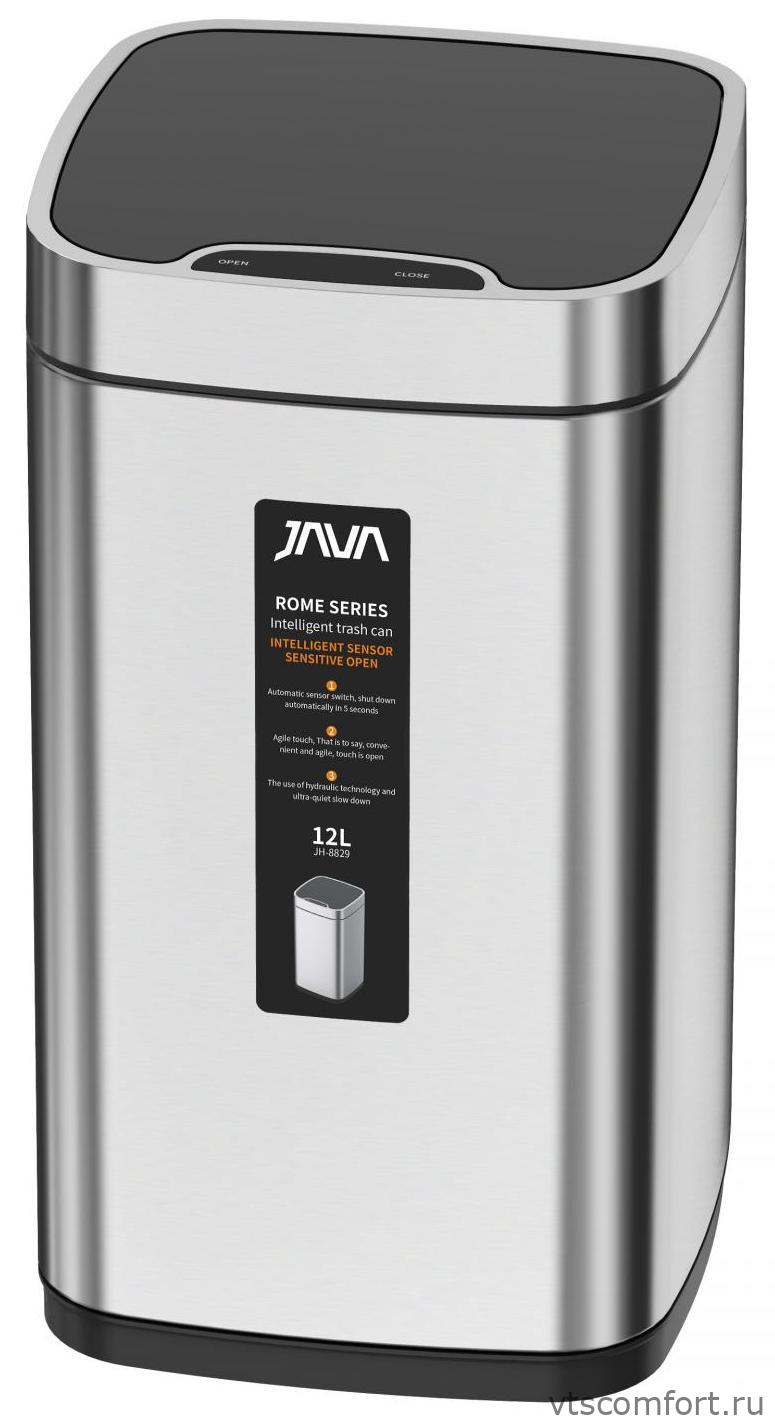 Фото Ведро для мусора сенсорное JAVA S-883-12L 12 литров сатин Изображение Ведро для мусора сенсорное JAVA S-883-12L 12 литров сатин