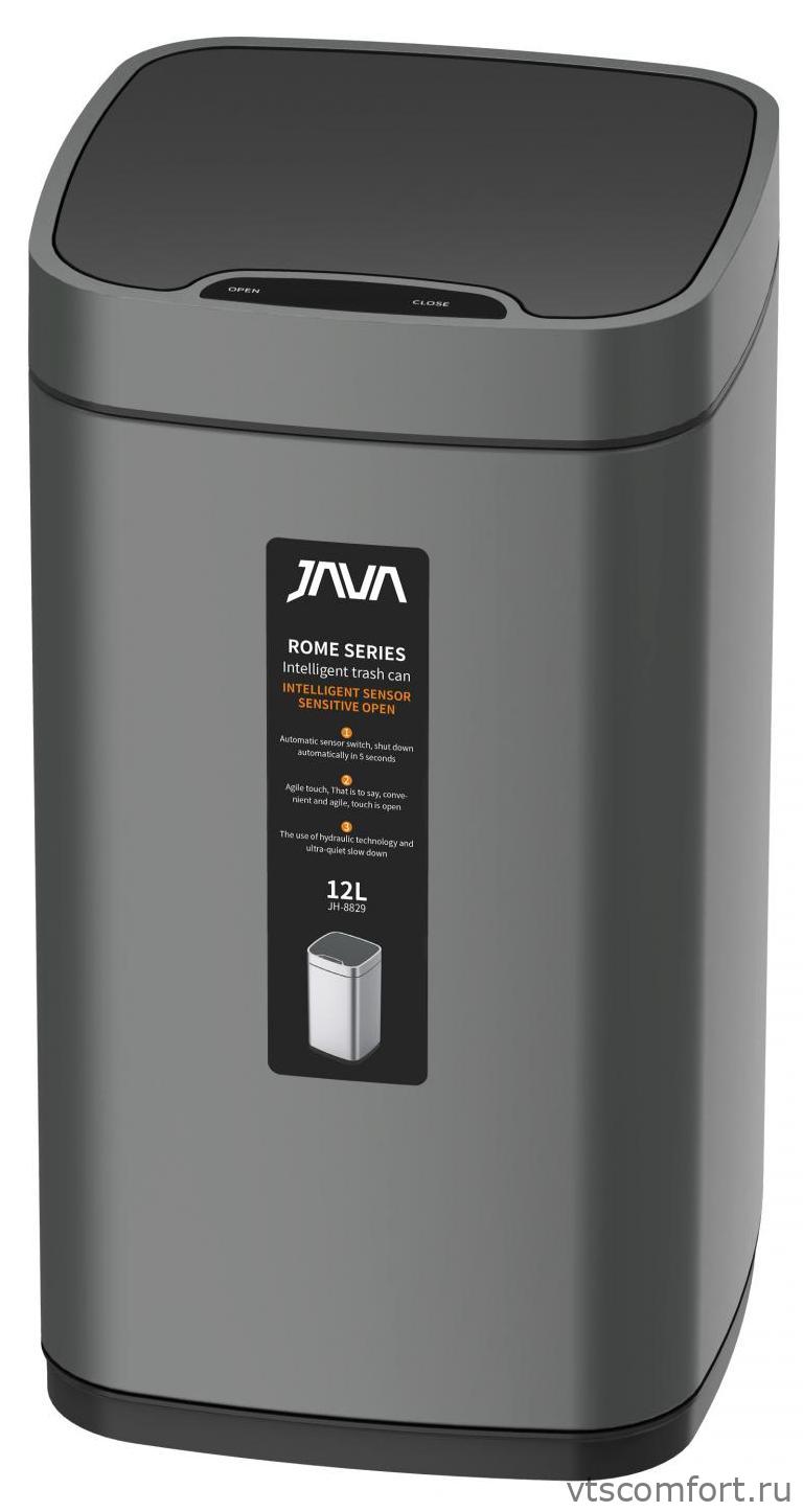 Фото Ведро для мусора сенсорное JAVA S-883-12Q 12 литров графит Изображение Ведро для мусора сенсорное JAVA S-883-12Q 12 литров графит