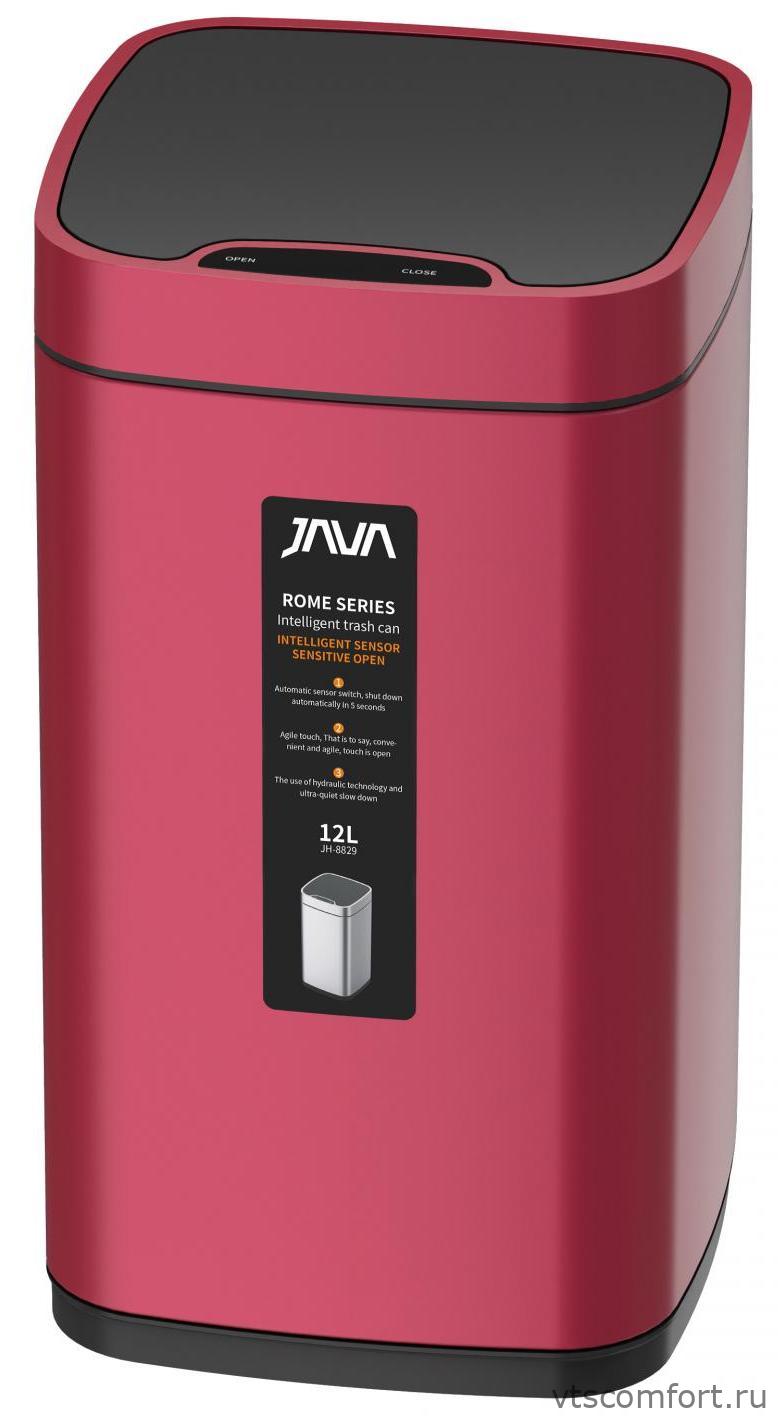 Фото Ведро для мусора сенсорное JAVA S-883-12R 12 литров малиновое Изображение Ведро для мусора сенсорное JAVA S-883-12R 12 литров малиновое