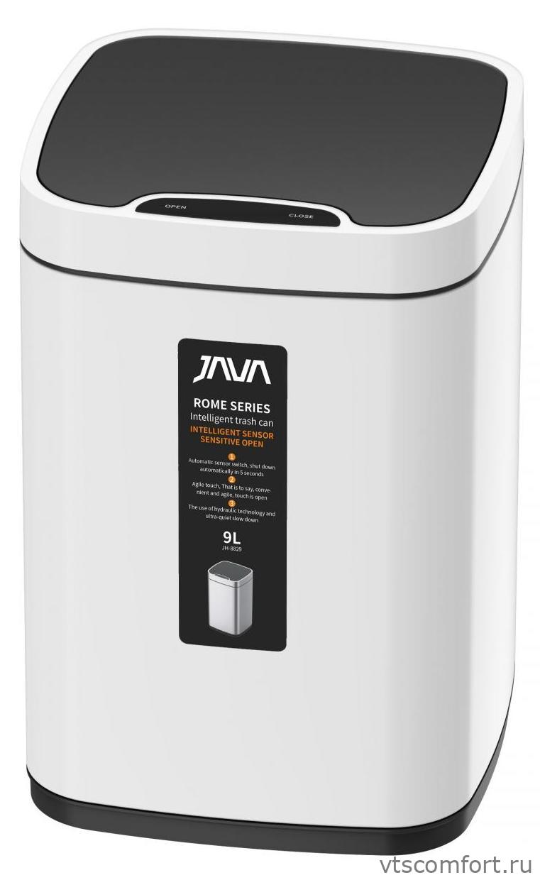 Фото Ведро для мусора сенсорное JAVA S-883-9W 9 литров белое Изображение Ведро для мусора сенсорное JAVA S-883-9W 9 литров белое