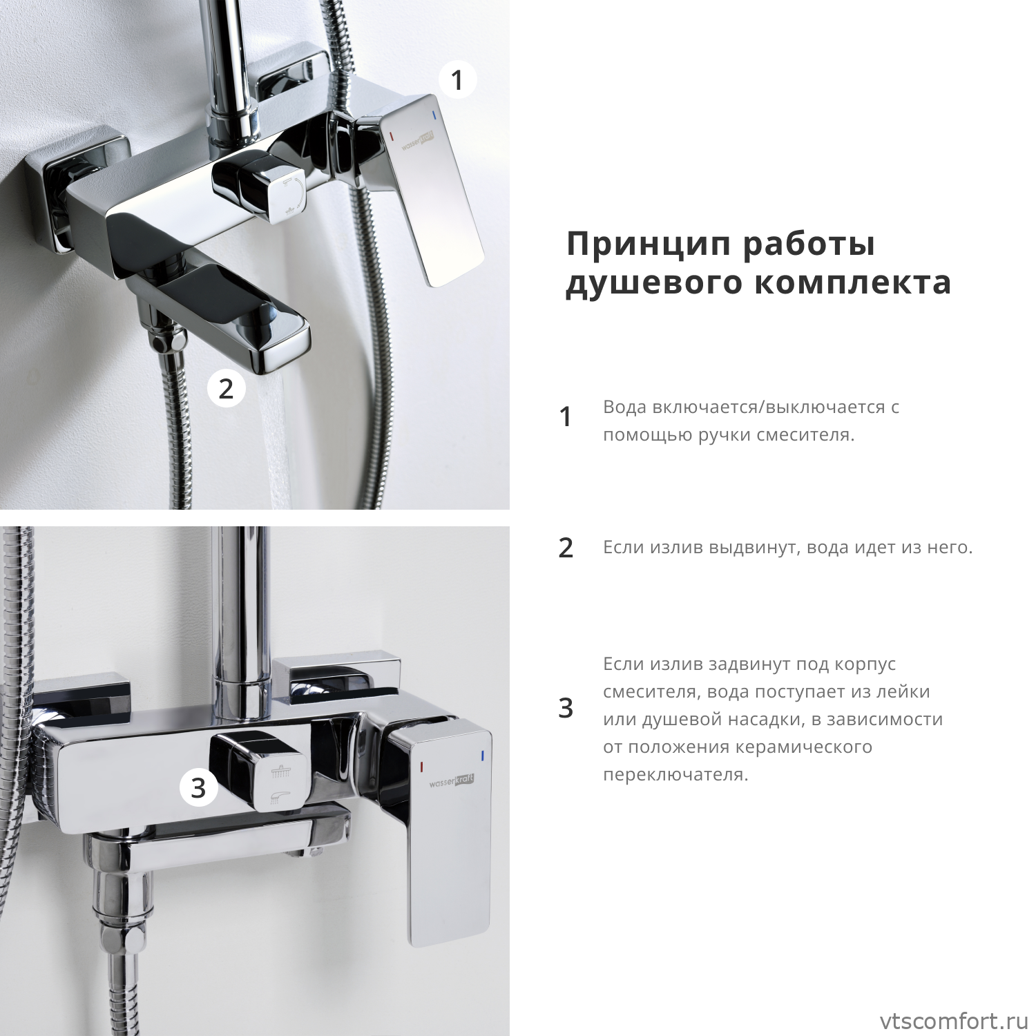 Фото WasserKraft A17701 Душевой комплект со смесителем Изображение WasserKraft A17701 Душевой комплект со смесителем