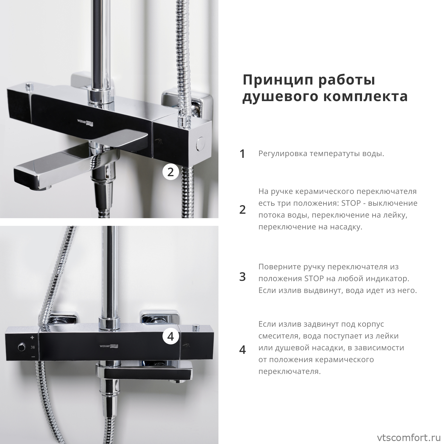 Фото WasserKraft A19901 Thermo Душевой комплект с термостатическим смесителем Изображение WasserKraft A19901 Thermo Душевой комплект с термостатическим смесителем