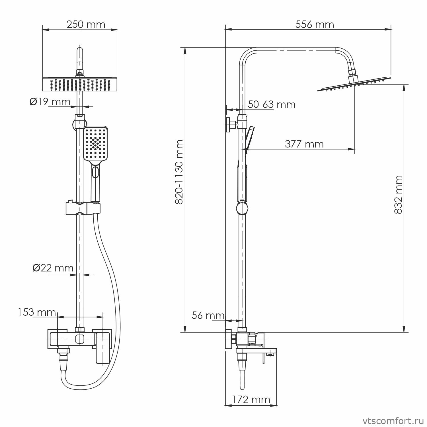 Фото WasserKraft A27701 Душевой комплект со смесителем Изображение WasserKraft A27701 Душевой комплект со смесителем