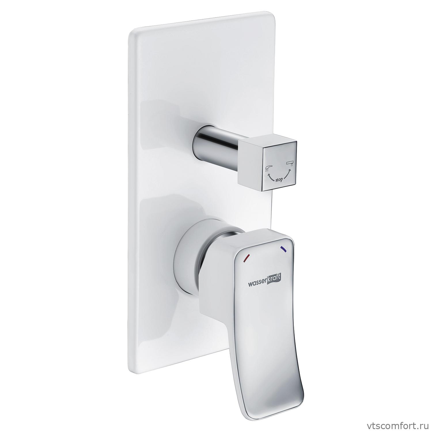 Фото WasserKraft Aller 10641WHITE Смеситель для ванны и душа Изображение WasserKraft Aller 10641WHITE Смеситель для ванны и душа